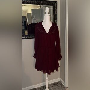 Boutique entro size medium sheer layer burgundy Dress
